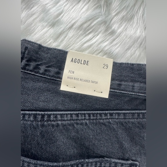 Agolde Womens Fen Black High Rise Relaxed Denim Straight Leg Jeans NWT - Picture 4 of 4